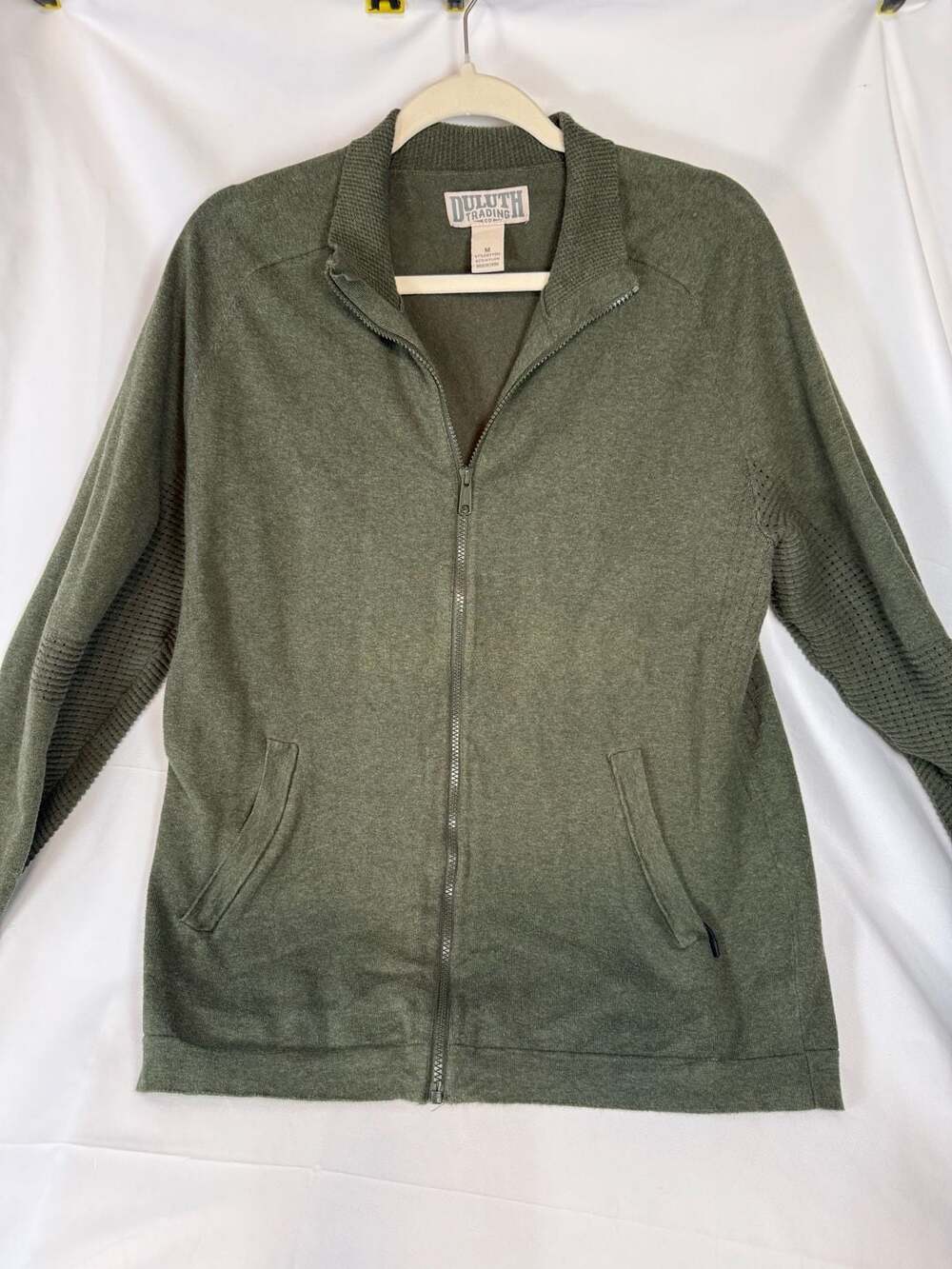 Workwear Utility Duluth Trading Co. Green Full-Zip Mock Neck Cardigan Sweater